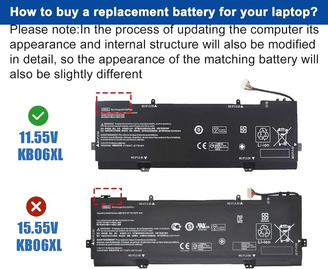Alt view image 2 of 7 - KB06XL 902499-856 902499-855 902401-2C1 Laptop Battery Replacement for HP Spectre X360 15 15-Bl012DX 15-BL0XX 15-BL1XX 15-BL002XX 15T-BL000 15T-BL100 Z6K99EA Series KBO6XL HSTNN-DB7R TPN-Q179 11.55V