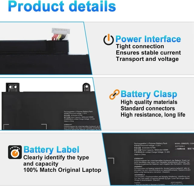 Alt view image 4 of 7 - C32N2002 Laptop Battery for Asus ZenBook Flip 15 UX535L UX535LI UX564EH