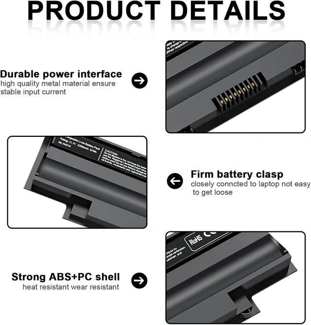Alt view image 4 of 7 - J1KND 11.1v 58wh Laptop Battery for Dell Inspiron N7010 N7110 N5010 N5110 N5030 N5040 N5050 3520 N4010 N4110 N4050 M5010 3420 M5030 M5040 M5110 Vostro 3550 3450 3520 3750 4T7JN TKV2V JIKND