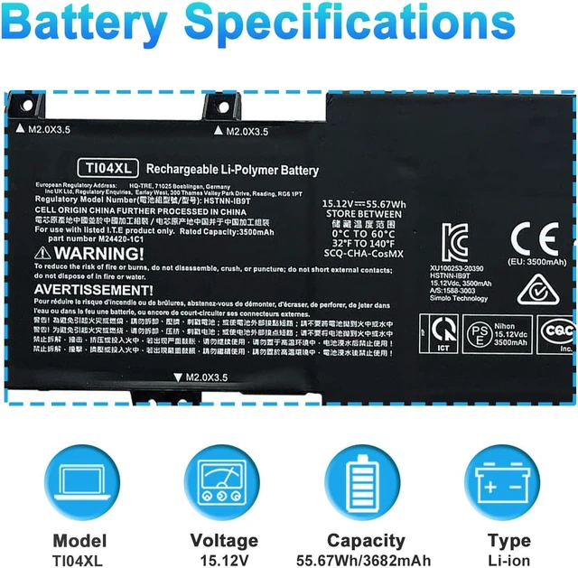 Alt view image 2 of 7 - TI04XL M24563-005 Laptop Battery for HP Envy 17 Envy 17-ch