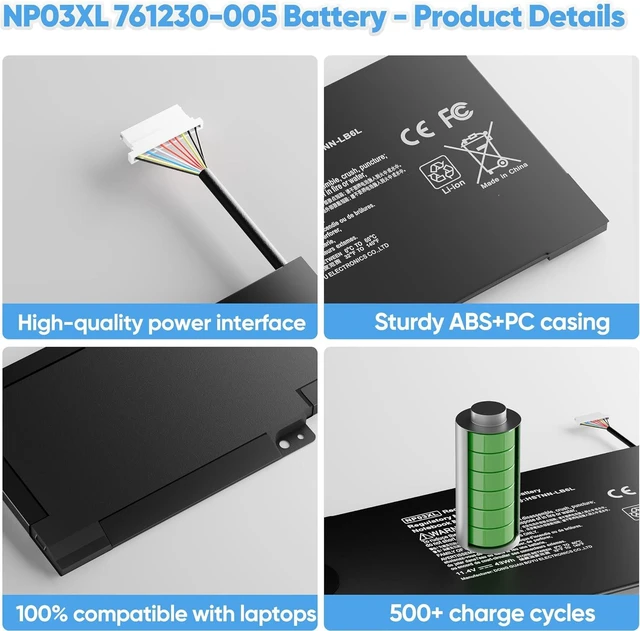 Alt view image 4 of 7 - 43Wh NP03XL NPO3XL 11.4V Battery for HP Envy X360 15 15-U011DX 15-U010DX 15-U111DX 15-U483CL 15-U493CL 15-U110DX 15-U110DX, Pavilion X360 13-A010DX 13-A013CL 13-A110DX 13-A012DX, 760944-421 HSTNN-LB6L