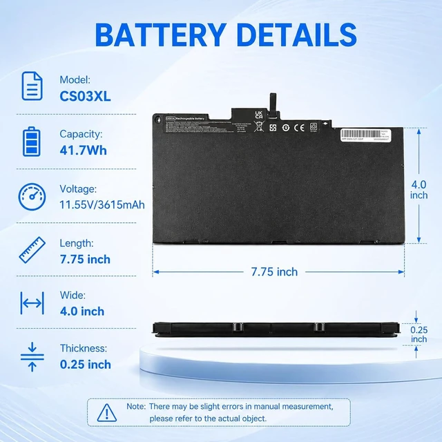 Alt view image 2 of 7 - CS03XL Battery for HP Elitebook 745 755 840 848 850 G3 Laptop