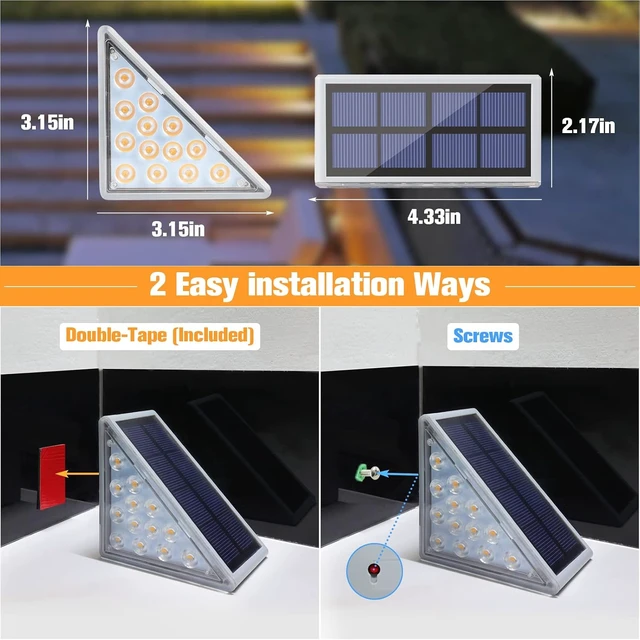 Alt view image 6 of 6 - VOLISUN Solar Stair Lights 6 Pack, Solar Step Lights Outdoor Waterproof