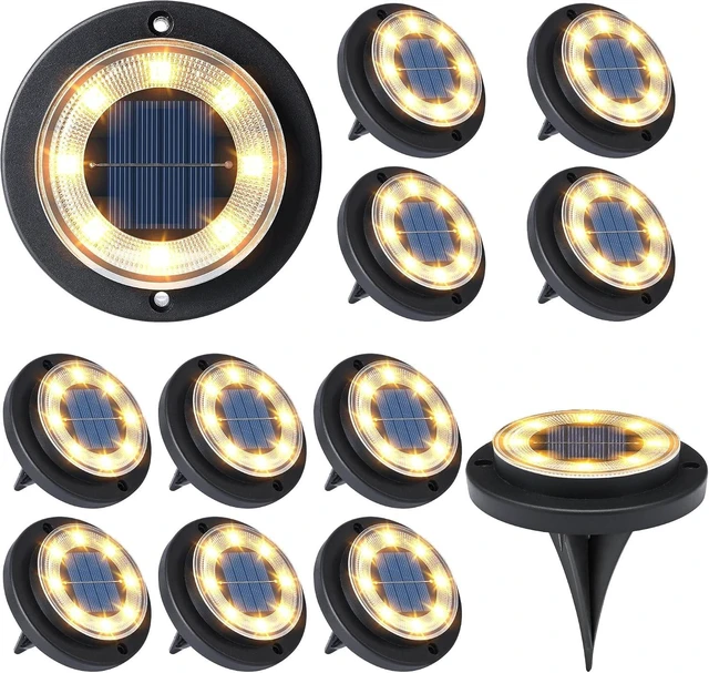 Main image of Solar Lights Outdoor Waterproof - Warm White 12 Pack 2-in-1 Ground Lights