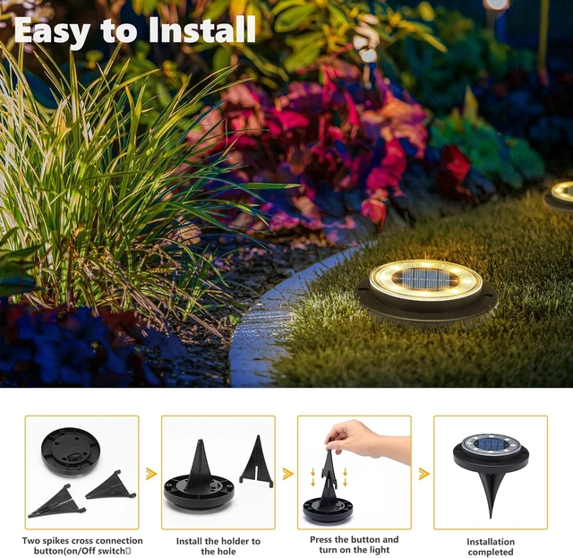 Alt view image 3 of 7 - Solar Lights Outdoor Waterproof - Warm White 12 Pack 2-in-1 Ground Lights