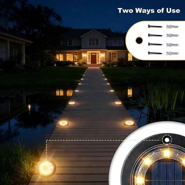 Alt view image 4 of 7 - Solar Lights Outdoor Waterproof - Warm White 12 Pack 2-in-1 Ground Lights