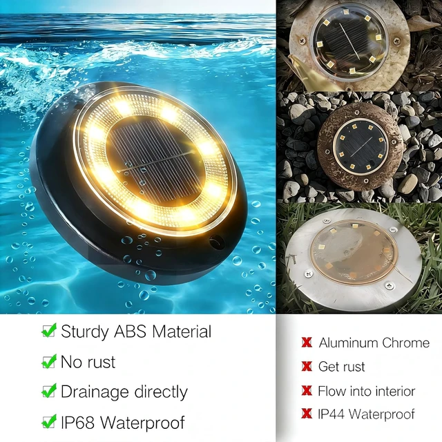Alt view image 5 of 7 - Solar Lights Outdoor Waterproof - Warm White 12 Pack 2-in-1 Ground Lights