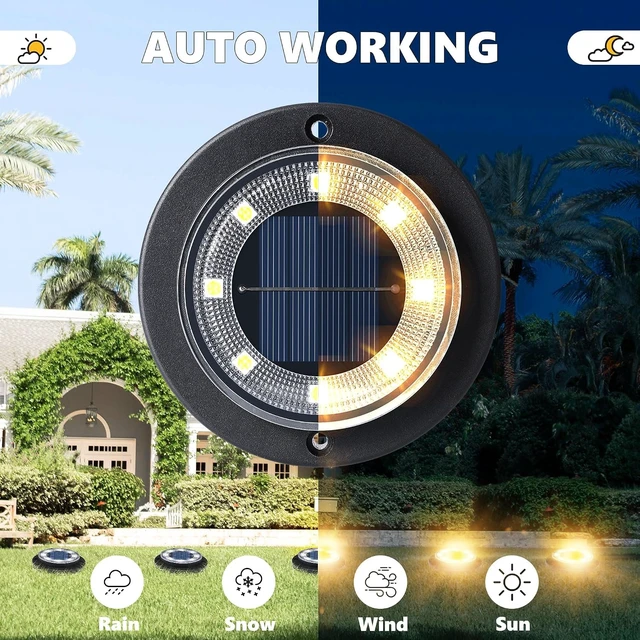 Alt view image 7 of 7 - Solar Lights Outdoor Waterproof - Warm White 12 Pack 2-in-1 Ground Lights
