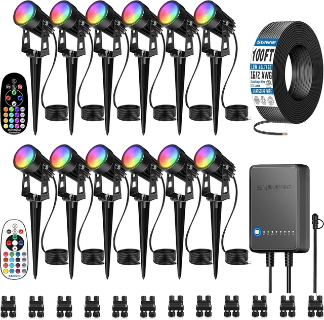 Main image of SUNVIE 3W RGBW LED Low Voltage Landscape Lighting Kit, Dusk to Dawn, 12 PCS