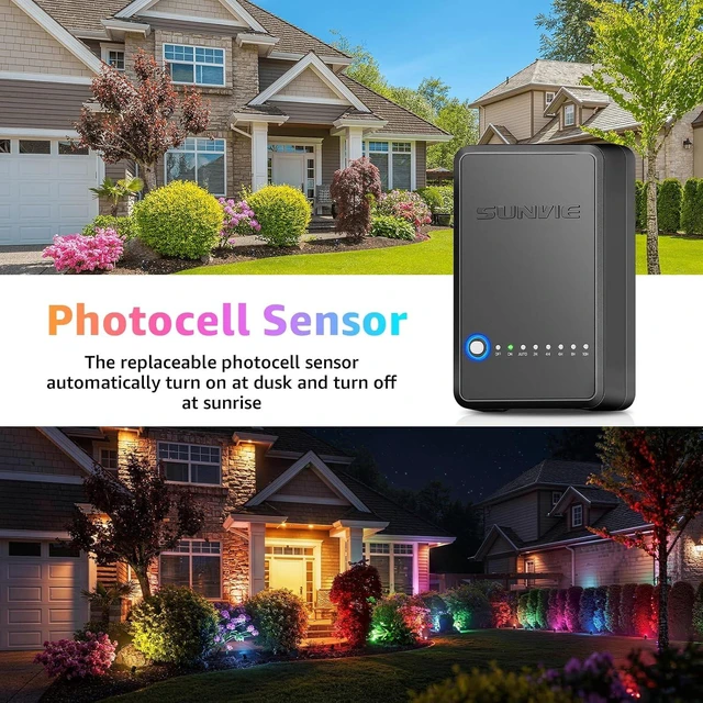 Alt view image 3 of 7 - SUNVIE 3W RGBW LED Low Voltage Landscape Lighting Kit, Dusk to Dawn, 12 PCS