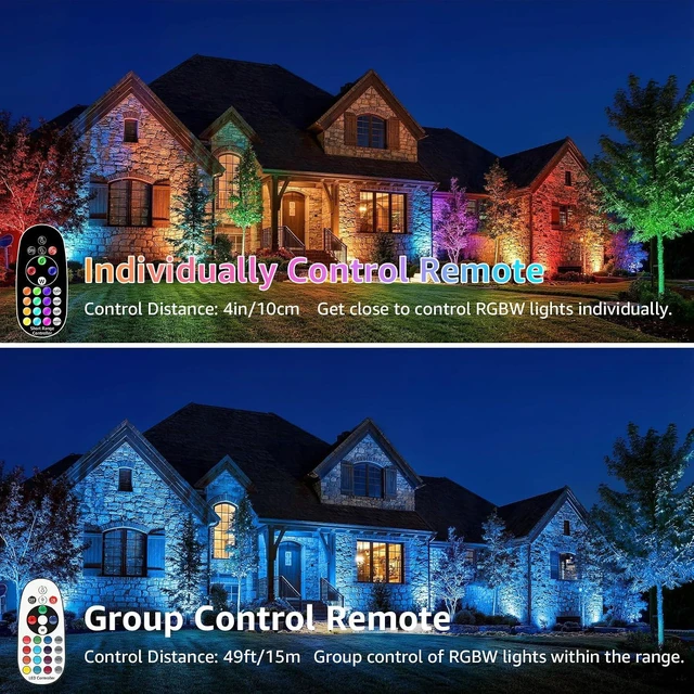 Alt view image 4 of 7 - SUNVIE 3W RGBW LED Low Voltage Landscape Lighting Kit, Dusk to Dawn, 12 PCS