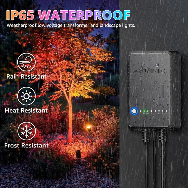 Alt view image 7 of 7 - SUNVIE 3W RGBW LED Low Voltage Landscape Lighting Kit, Dusk to Dawn, 12 PCS
