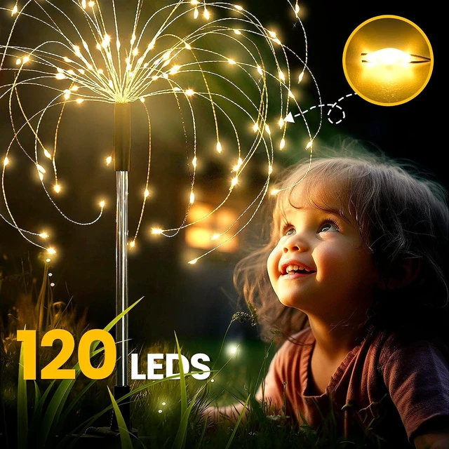Alt view image 7 of 7 - GIGALUMI 2 Pack Solar Firework Lights Outdoor, Garden Decor, Warm White