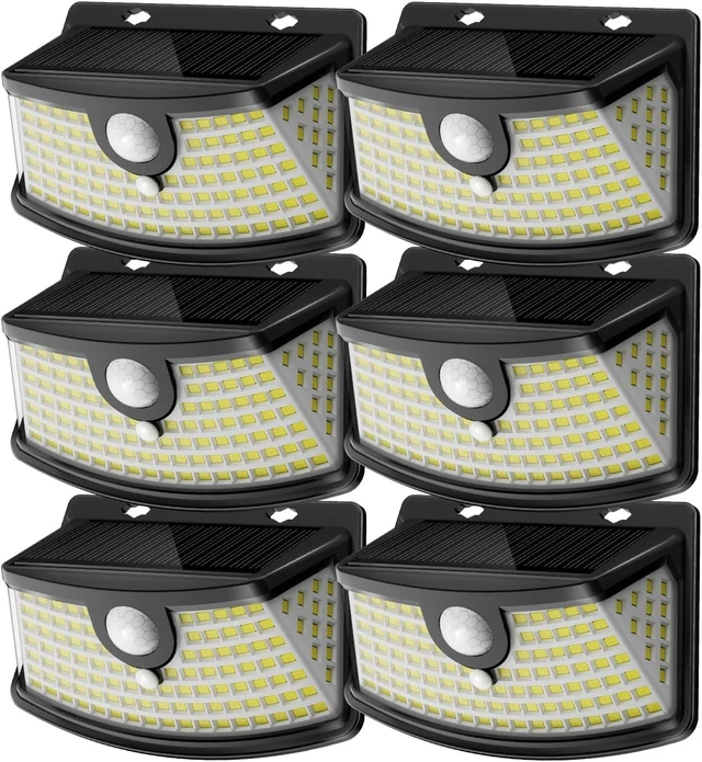 Main image of Aootek Solar Motion Sensor Lights Outdoor 120 LEDs, Black, 6 Pack
