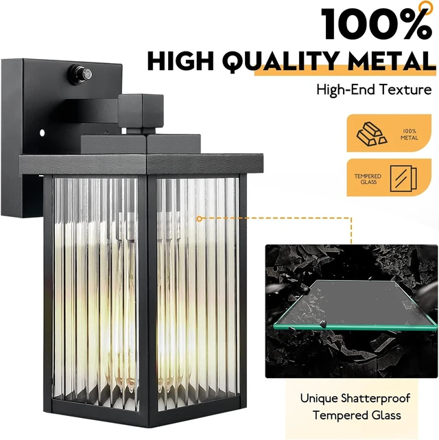 Alt view image 2 of 7 - 2 Pack Black Dusk to Dawn Outdoor Wall Light, All-Metal Frame
