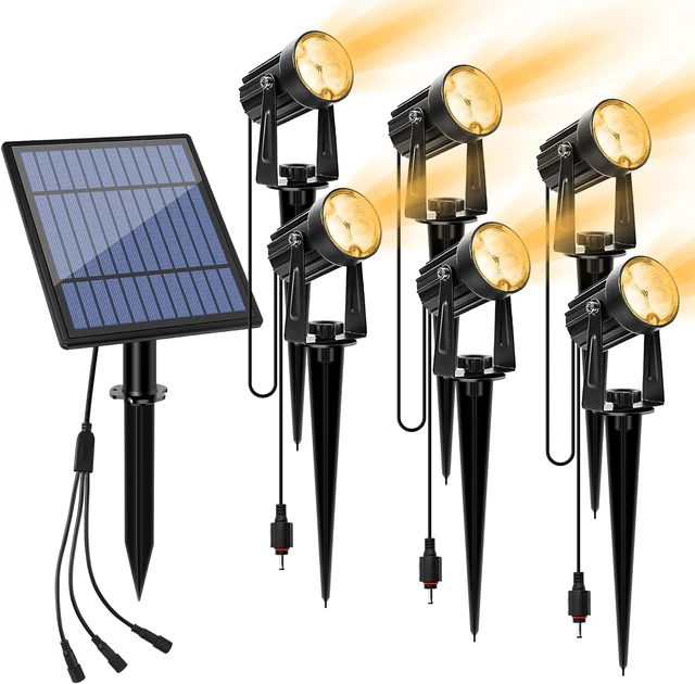 Main image of APONUO Metal Outdoor Solar Landscape Lights, Waterproof Spotlight 6-in-1 for Yard Landscape Lighting, Auto On/Off for Pathway, Driveway, Patio, Warm White