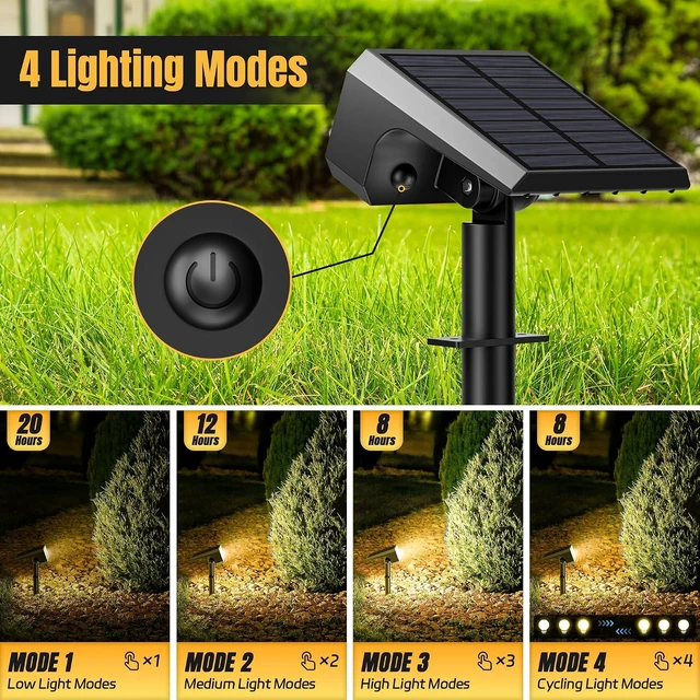 Alt view image 3 of 7 - Solar Spot Lights Outdoor Waterproof, 10 Pack, 118 LED Warm White