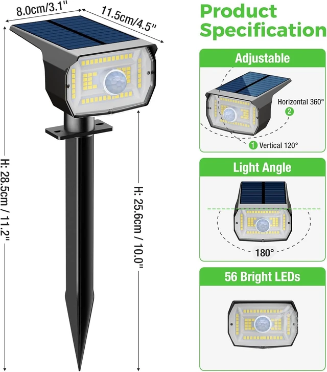 Alt view image 7 of 7 - nipify Solar Lights Outdoor Waterproof, Motion Sensor Spot Landscape Light