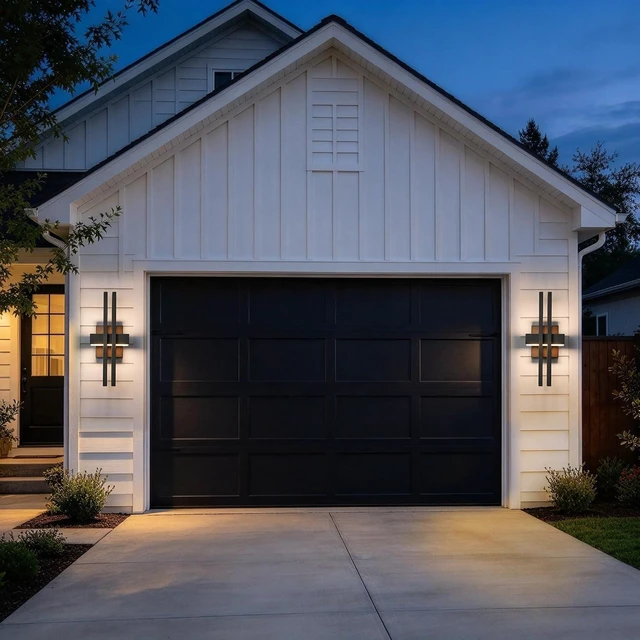 Alt view image 4 of 7 - Outside Light 2 Pack, 15Inch Small Black Outdoor Wall Sconce Waterproof Exterior Light Fixture, Modern Wall Mount, Decorative LED Lighting for Patio Garage Yard Backyard Apartment Balcony