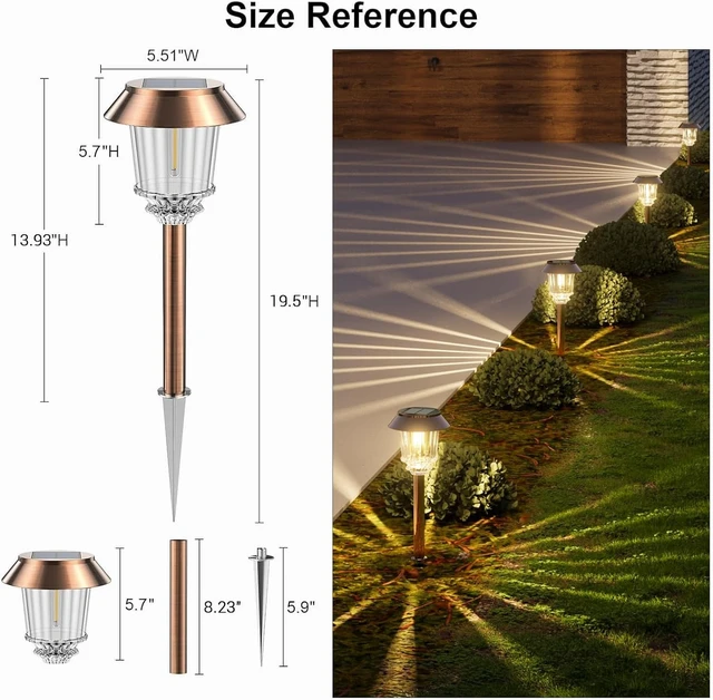 Alt view image 5 of 7 - XMCOSY+ Solar Lights Outdoor Waterproof, 4 Pack Solar Pathway Garden Lights