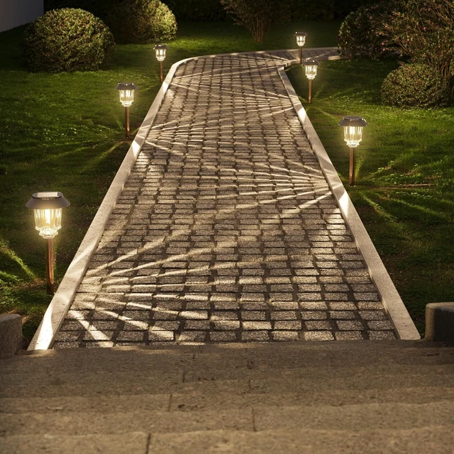 Alt view image 7 of 7 - XMCOSY+ Solar Lights Outdoor Waterproof, 4 Pack Solar Pathway Garden Lights