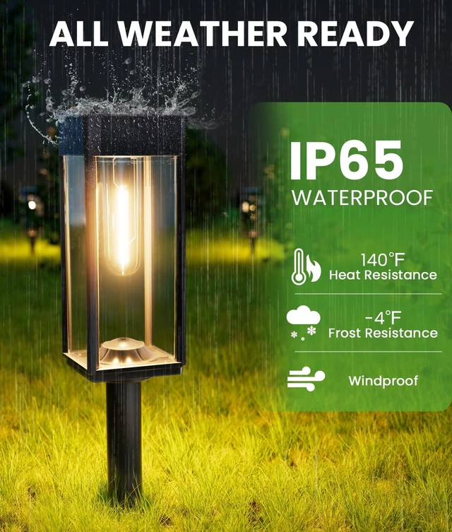 Alt view image 5 of 6 - BITPOTT Driveway Solar Lights, 8 Pack, 3 Heights, Warm White, IP65