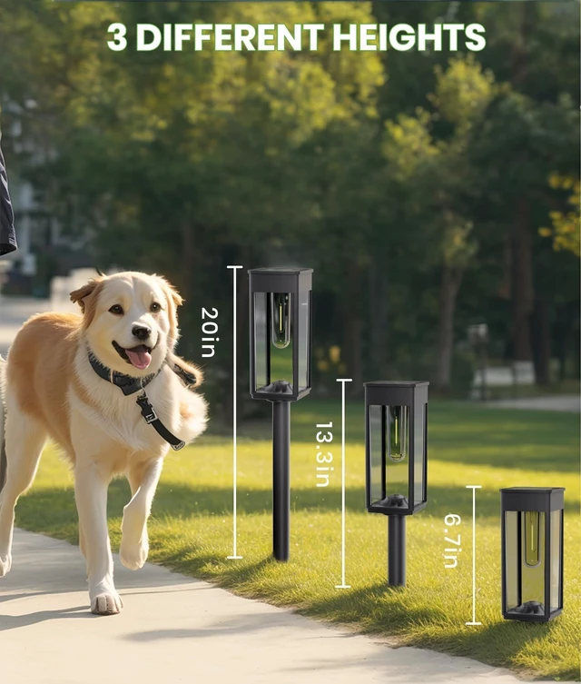 Alt view image 6 of 6 - BITPOTT Driveway Solar Lights, 8 Pack, 3 Heights, Warm White, IP65