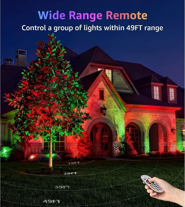 Alt view image 5 of 7 - SUNVIE RGBW Halloween Spotlights Outdoor 12W LED Plug in Landscape Lights