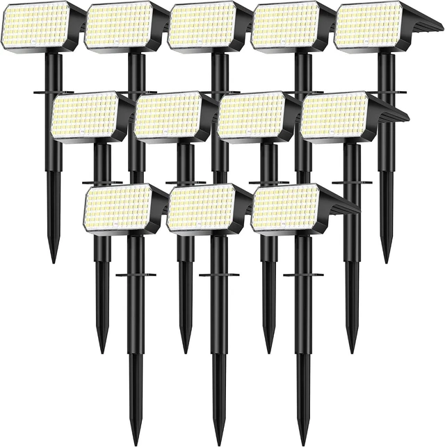 Main image of LANSOW 12 Pack Solar Spot Lights Outdoor Waterproof IP65, (90 LED/4 Modes) Solar Landscape Spotlights, 2-in-1 Solar Powered Flood Lights for Yard Garden Pathway Outside Tree, Auto ON/Off(Cool White)