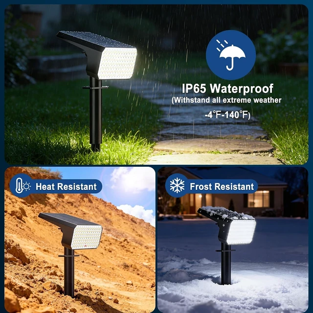 Alt view image 4 of 7 - LANSOW 12 Pack Solar Spot Lights Outdoor Waterproof IP65, (90 LED/4 Modes) Solar Landscape Spotlights, 2-in-1 Solar Powered Flood Lights for Yard Garden Pathway Outside Tree, Auto ON/Off(Cool White)