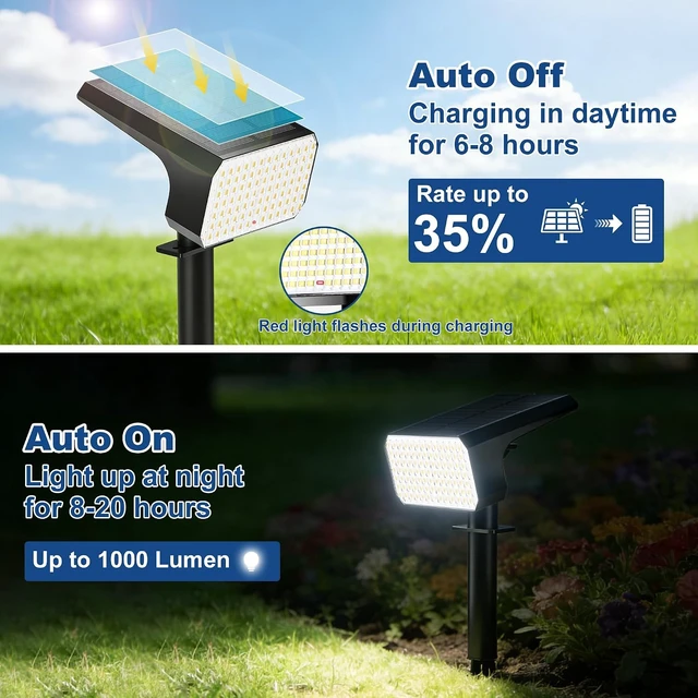 Alt view image 7 of 7 - LANSOW 12 Pack Solar Spot Lights Outdoor Waterproof IP65, (90 LED/4 Modes) Solar Landscape Spotlights, 2-in-1 Solar Powered Flood Lights for Yard Garden Pathway Outside Tree, Auto ON/Off(Cool White)