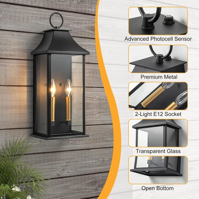 Alt view image 5 of 7 - 20.6" Aluminum Dusk to Dawn Outdoor Wall Light, Porch Lights