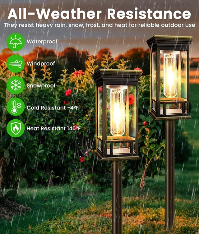 Alt view image 7 of 7 - 12 Pack Solar Pathway Lights Outdoor Waterproof, Bright Solar Garden Lights