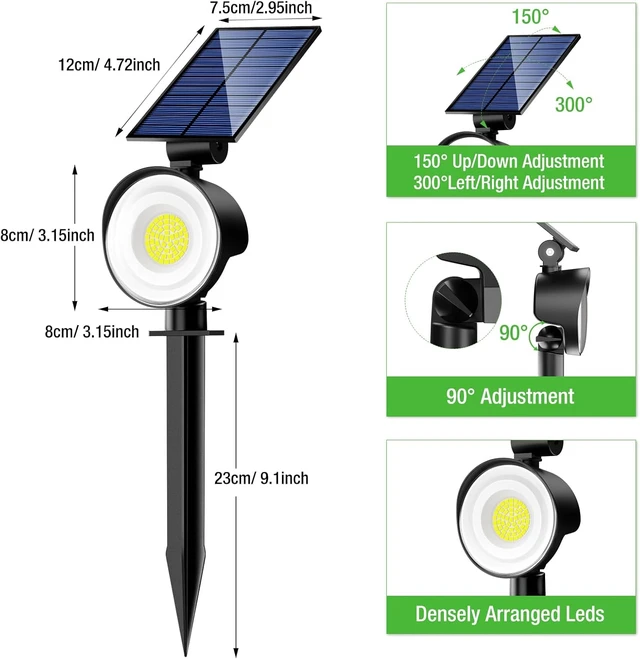 Alt view image 6 of 7 - nipify Solar Spot Lights Outdoor IP65 Waterproof, Landscape Spotlights