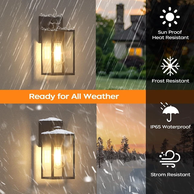 Alt view image 3 of 7 - Dusk to Dawn Exterior Lighting Fixtures, Outdoor Porch Light Wall Sconce