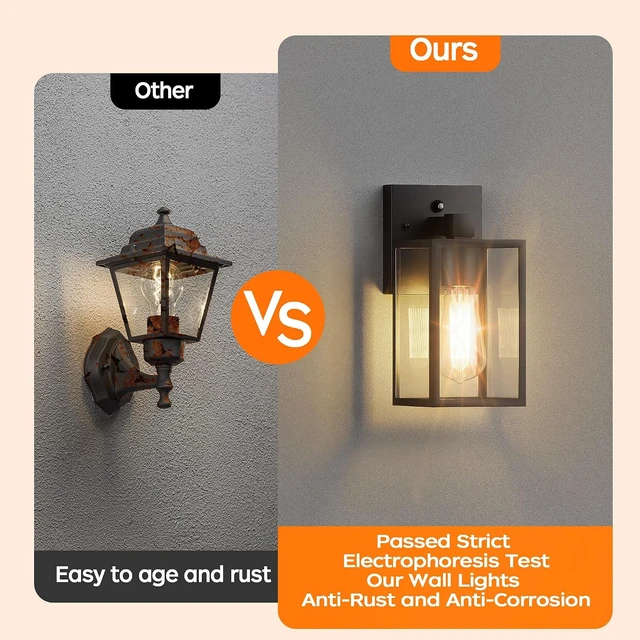 Alt view image 6 of 7 - Dusk to Dawn Exterior Lighting Fixtures, Outdoor Porch Light Wall Sconce