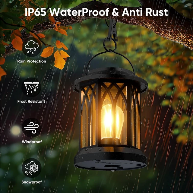 Alt view image 2 of 7 - Hanging Solar Lanterns Outdoor Waterproof: 2 Pack Garden Lantern Decorative