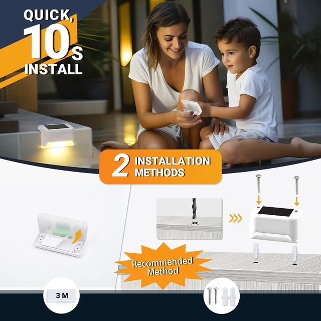 Alt view image 5 of 6 - SOLPEX Solar Fence Lights Outdoor 16 Pack, Waterproof Led, Warm White