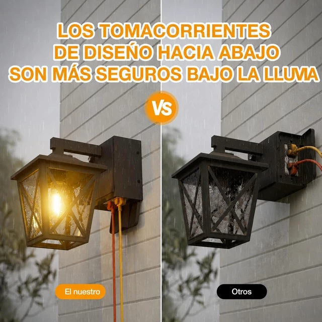 Alt view image 3 of 7 - Ehaho Porch Lights with GFCI Outlet Aircraft Grade Aluminum Alloy-Black 1PC