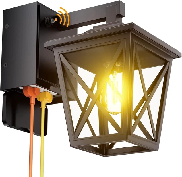 Main image of Ehaho Porch Lights with GFCI Outlet Aircraft Grade Aluminum Alloy-Black 1PC