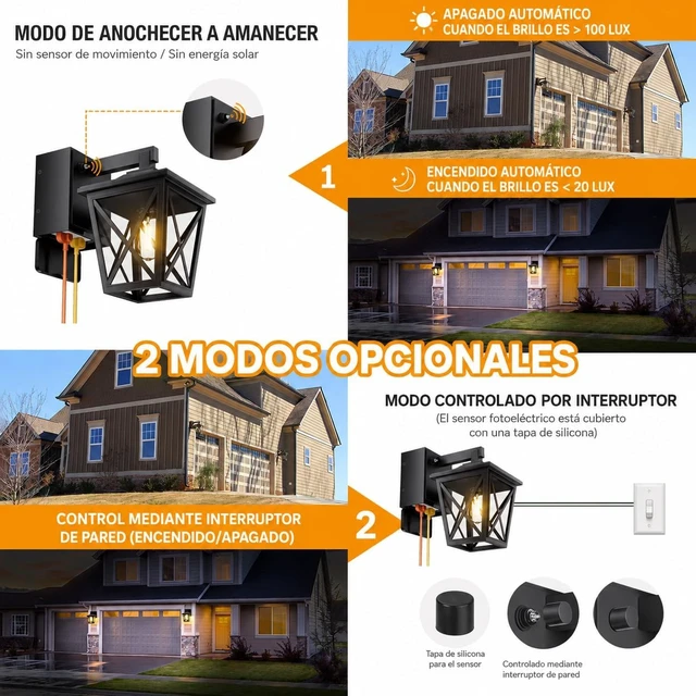 Alt view image 4 of 7 - Ehaho Porch Lights with GFCI Outlet Aircraft Grade Aluminum Alloy-Black 1PC