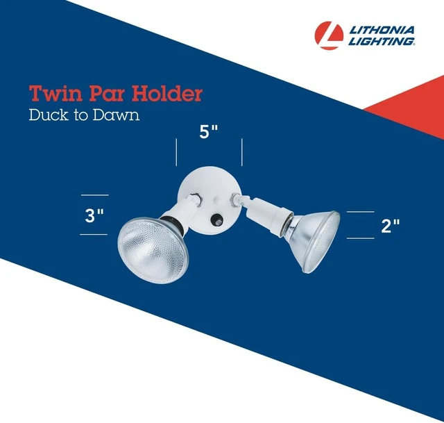 Alt view image 4 of 7 - Lithonia Lighting Dusk-to-Dawn Twin Par Outdoor Flood Light Holder, White