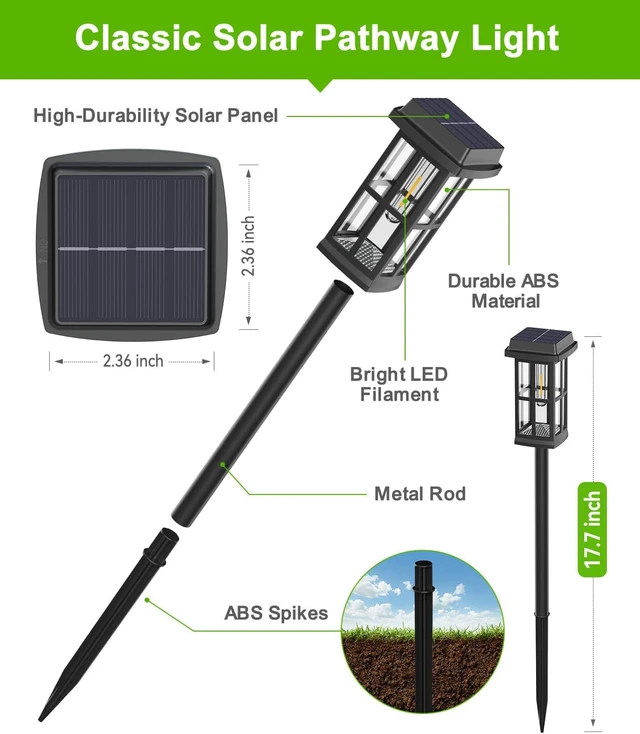 Alt view image 2 of 7 - Ahaorigin 8 Pack Solar Pathway Lights Outdoor, 2 Lighting Modes Waterproof Solar Lights Outdoor, Brighter Up to 15Hrs Outdoor Path Lights for Yard Garden Walkway Driveway Sidewalk