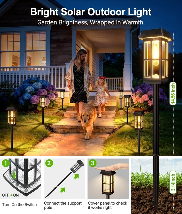 Alt view image 5 of 7 - Ahaorigin 8 Pack Solar Pathway Lights Outdoor, 2 Lighting Modes Waterproof Solar Lights Outdoor, Brighter Up to 15Hrs Outdoor Path Lights for Yard Garden Walkway Driveway Sidewalk