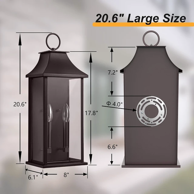 Alt view image 4 of 7 - Dusk to Dawn Outdoor Wall Sconces 2-Light, 20.6", Bronze
