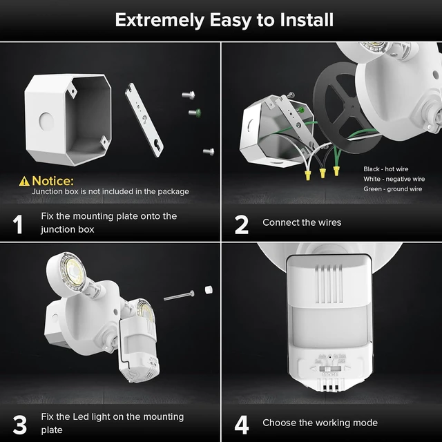 Alt view image 7 of 7 - SANSI Upgraded 25W 3000LM Motion Sensor Outdoor Lights, Security Light