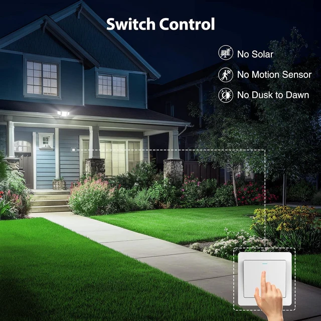 Alt view image 4 of 7 - Onforu 90W Flood Lights Outdoor, 10000LM Ultra Bright 4-Head LED Security Light with Switch Control, IP66 Waterproof 6500K Exterior Lights for Yard Garage Patio