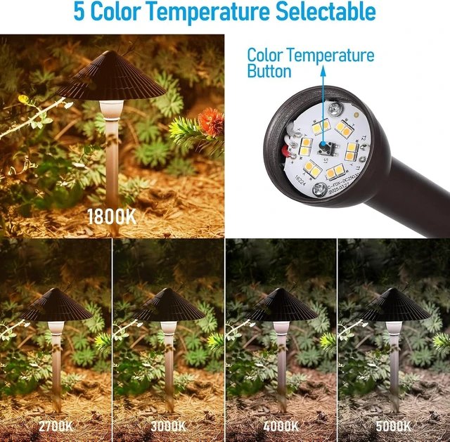Alt view image 3 of 7 - LEONLITE 4-Pack 5CCT LED Low Voltage Landscape Path Lights, 12-24V AC/DC