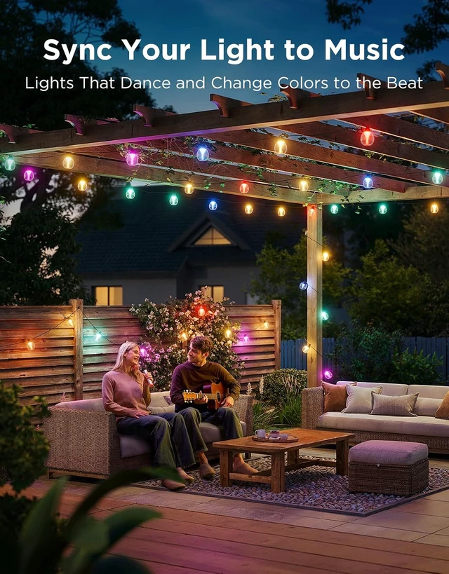 Alt view image 5 of 7 - Govee Clear Bulb Outdoor String Lights, 144ft IP67 Patio & Backyard Lights