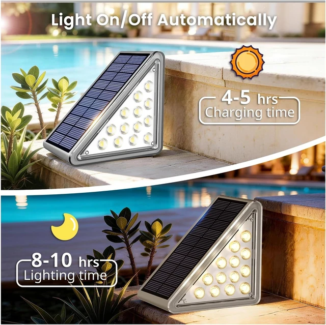 Alt view image 6 of 7 - JEJOT 6 Pack Solar Step Lights Outdoor Waterproof, Solar Stair Lights,Gray